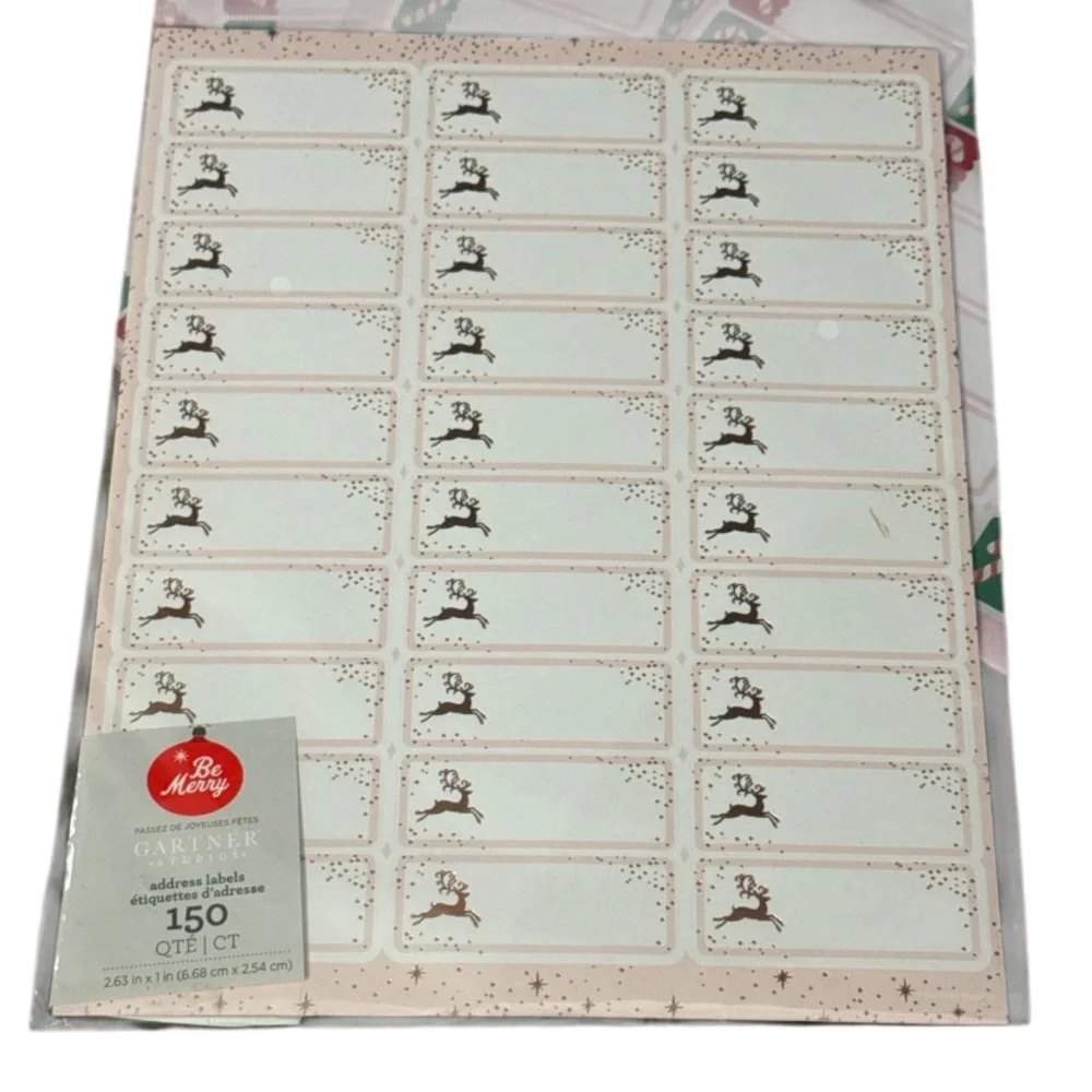 9 packs Gartner Studios Be Merry Christmas Holiday address labels 1,350 total
